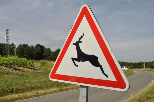 sinal rodoviário que indica a passagem de animais selvagens em França