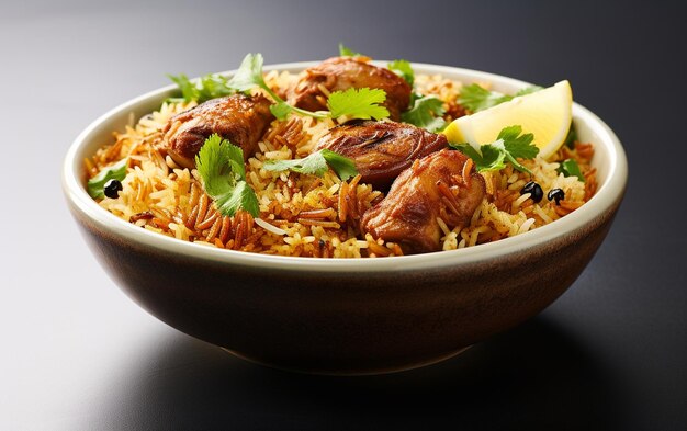 "Sindhi Biryani em um fundo branco"