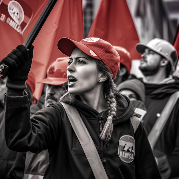 sindicato de trabajadores animando los colores negro y rojo