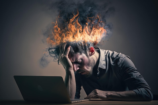 Síndrome de Burnout devido a doença mental de vício em trabalho no local de trabalho criada com IA generativa