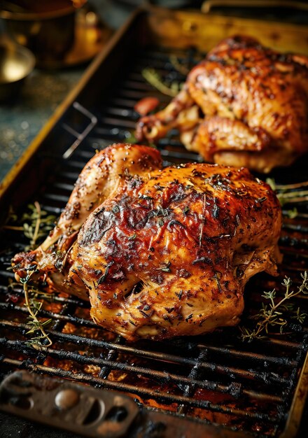 Foto sinfonía ardiente la danza ardiente del sabor en la parrilla un cautivador primer plano de una obra maestra de pollo