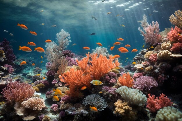 La sinfonía de los arrecifes de coral submarinos y los coloridos peces