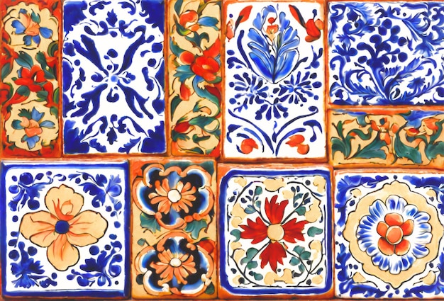 Una sinfonía de colores y patrones Azulejos de talavera mexicanos