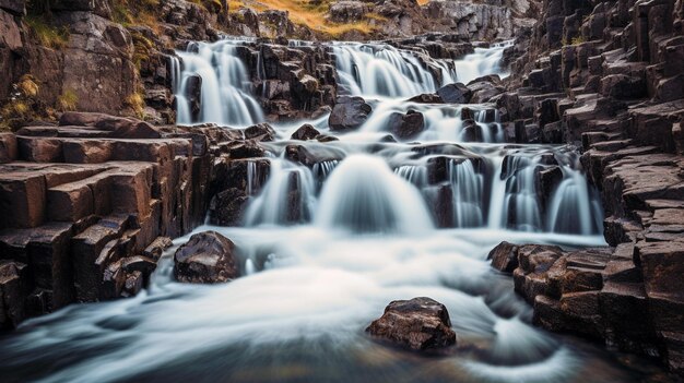 Sinfonia em cascata de IA generativa capturando o fluxo gracioso das cachoeiras