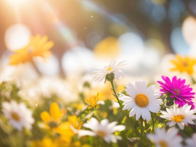 Foto sinfonía en flor flores coloridas ondeando en el sol