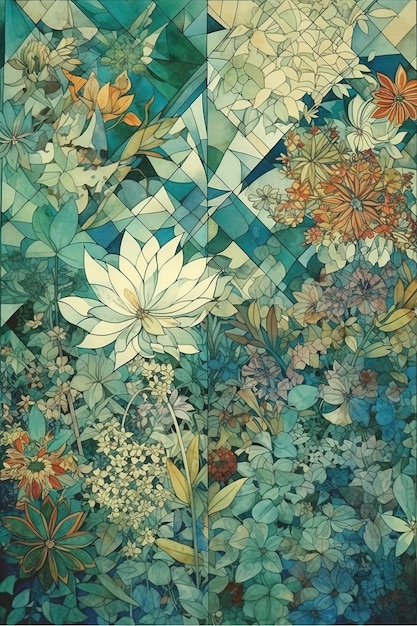 Sinfonía floral encerrada en marcos geométricos Una imagen de belleza
