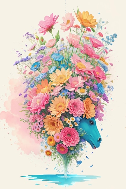 Sinfonia Floral Uma ilustração detalhada e realista de salpicaduras de flores