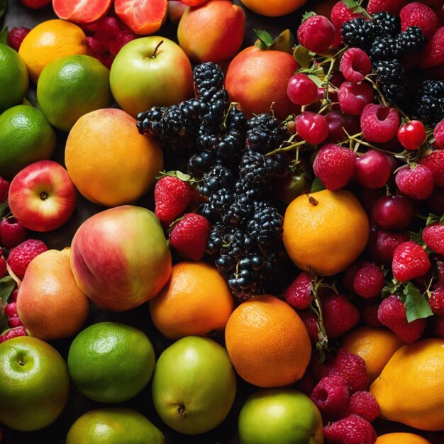 Una sinfonía de frutos de la naturaleza de cerca