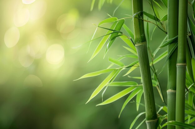 Una sinfonía de jóvenes brotes de bambú verde brotan en el jardín de la primavera