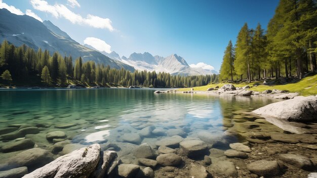 La sinfonía de la naturaleza de Italia El lago Fucine bañado en la gloria de la luz del día