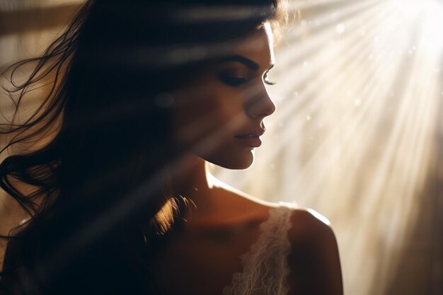 Sinfonía de siluetas hermosa mujer posando en el interior de la foto