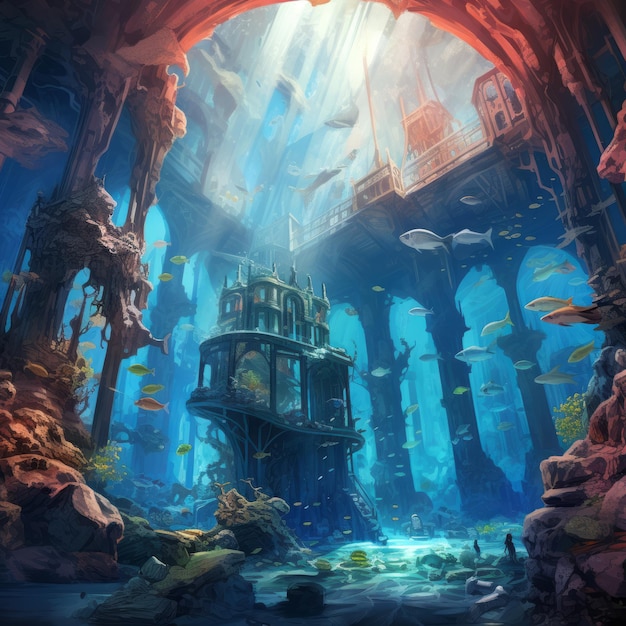 Foto sinfonía subacuática explorando las maravillas vívidas del ultra-realista y alucinante hydropunk kin