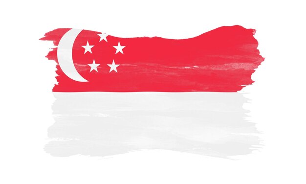 Foto singapore flag brush stroke national flag