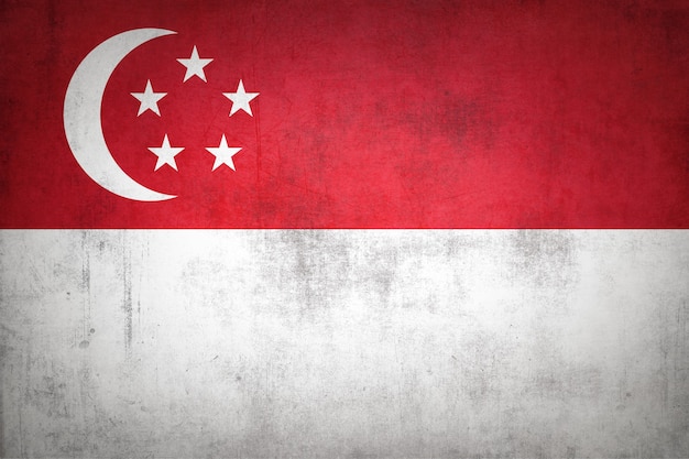 Singapur-Flagge mit Grunge-Textur.