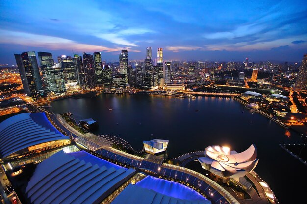 Singapur Stadtbild in der Nacht