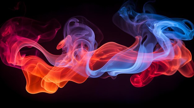 singular flujo de humo de colores intrincados contra un fondo negro