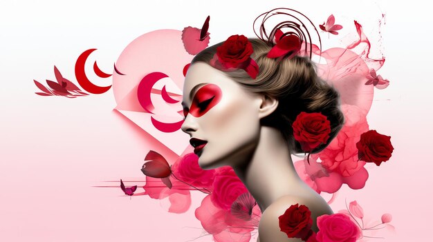 sinnlich glamouröse Collage-Illustration für Romantik und Raffinesse zum Valentinstag