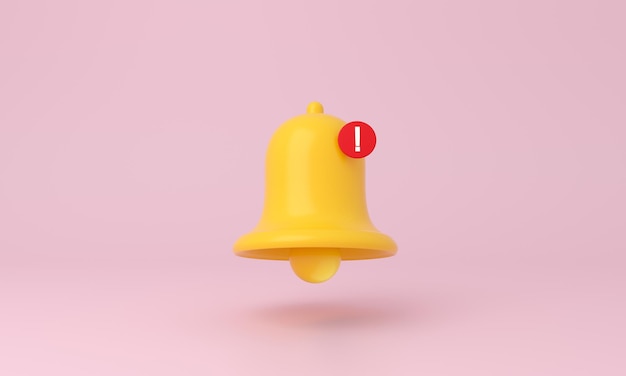 Foto sino de notificação amarelo no ícone mínimo de fundo rosa