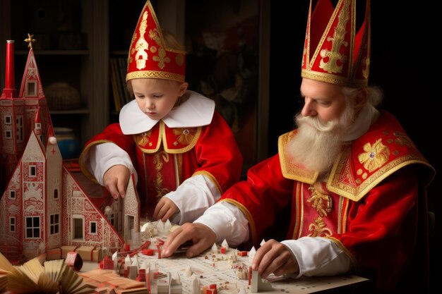 Foto sinterklaas e crianças fazendo sinterklaas