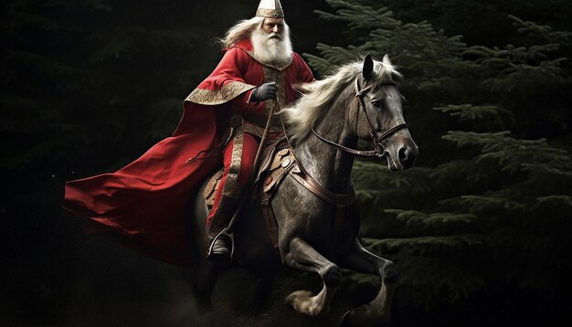 Foto sinterklaas op zijn paard en galope