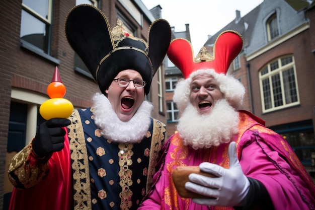 Foto sinterklaas und zwarte piet sorgen für eine überraschung