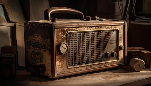 Foto sintonizador cromado rústico elegancia antigua revivida en interiores generada por ia