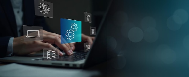 Sistema automatizado en la pantalla de la computadora portátil