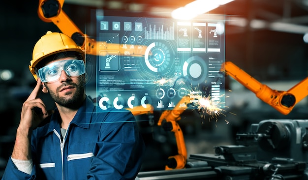 Sistema avanzado de brazo robótico para la industria digital y la tecnología robótica de fábrica