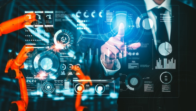Sistema avanzado de brazo robótico para la industria digital y la tecnología robótica de fábrica