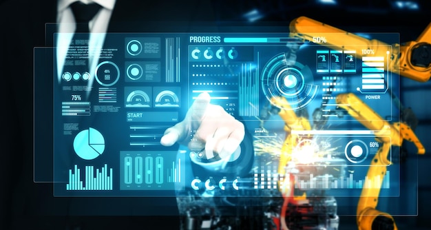 Sistema avanzado de brazo robótico para la industria digital y la tecnología robótica de fábrica