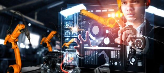 Sistema avanzado de brazo robótico para la industria digital y la tecnología robótica de fábrica