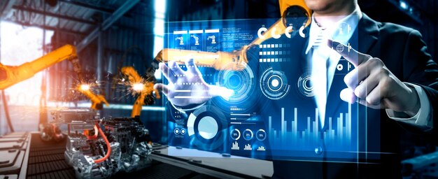 Sistema avanzado de brazo robótico para la industria digital y la tecnología robótica de fábrica
