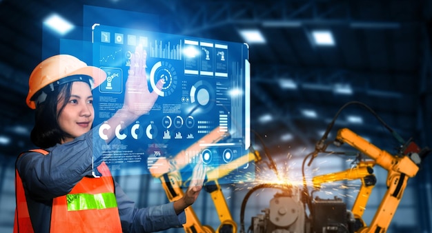 Sistema avanzado de brazo robótico para la industria digital y la tecnología robótica de fábrica