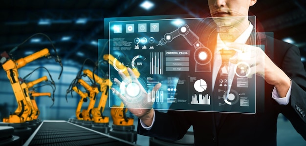 Sistema avanzado de brazo robótico para la industria digital y la tecnología robótica de fábrica