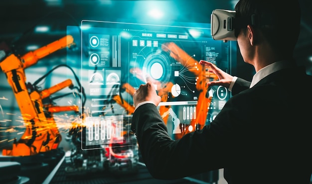 Sistema avanzado de brazo robótico para la industria digital y la tecnología robótica de fábrica