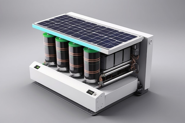 Foto sistema de batería estacionario almacenamiento de energía renovable carga de vehículos eléctricos