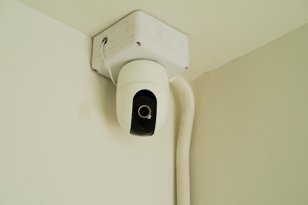 Sistema de cámara de seguridad CCTV al aire libre en casa privada o pueblo Sistema de circuito cerrado de televisión