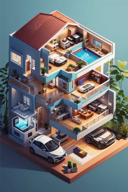 sistema de casas inteligentes isométricas