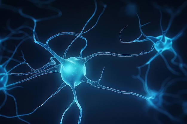 Sistema cerebral funciona neurona recibe señales químicas y eléctricas de fondo Generativo ai