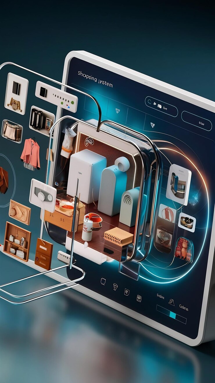 Foto sistema de compra en línea de renderización 3d