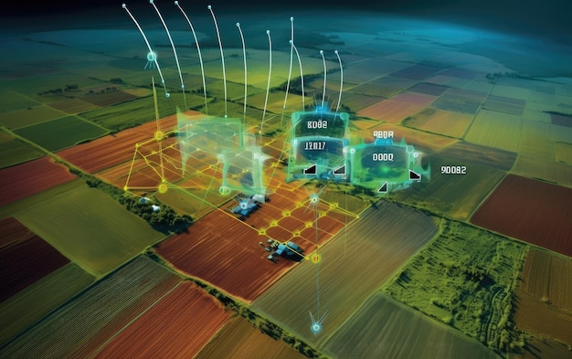 Foto sistema de agricultura de precisão com monitorização por satélite