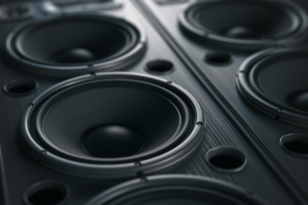Foto sistema de alto-falante de som acústico multimídia música perto do fundo preto
