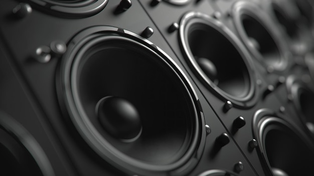 Foto sistema de alto-falantes de som de áudio alto-falantes pretos em fila