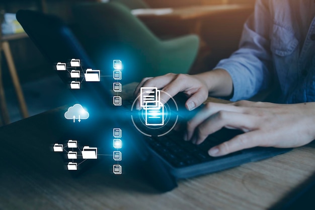 Sistema de Gerenciamento de Documentos Banco de dados de documentação on-line DMS e automação de processos para gerenciar com eficiência o conhecimento e a documentação de arquivos na empresa com ERP Tecnologia de negócios corporativos