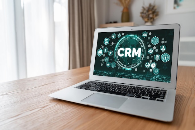 Sistema de gerenciamento de relacionamento com o cliente em computador moderno para negócios de CRM