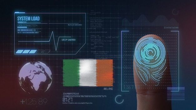 Sistema de identificação de digitalização biométrica por impressão digital. Irlanda Nacionalidade