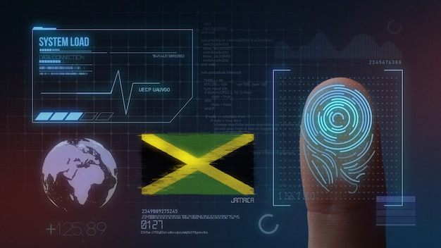 Sistema de identificação de digitalização biométrica por impressão digital. Nacionalidade Jamaica