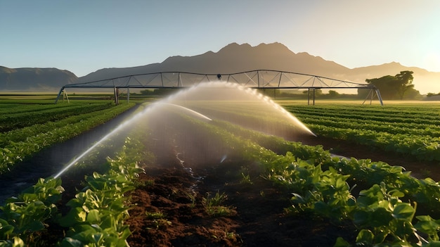 Foto sistema de irrigação eficiente em água na agricultura inteligente