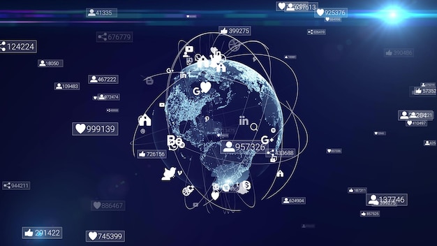 Sistema de rede social global em torno da terra digital Sistema de rede global