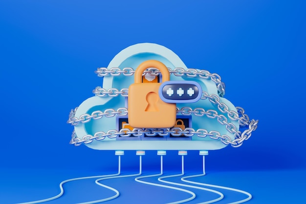 Sistema de segurança de conceito de renderização 3D em tecnologia de computação em nuvem